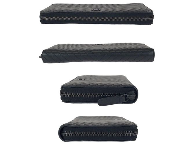 Portafoglio Chanel Chevron V-Stitch in agnello Nero - vista 10