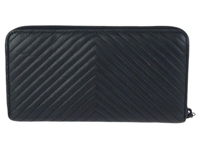 Portafoglio Chanel Chevron V-Stitch in agnello Nero - vista 2