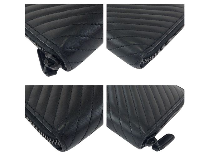 Portafoglio Chanel Chevron V-Stitch in agnello Nero - vista 3