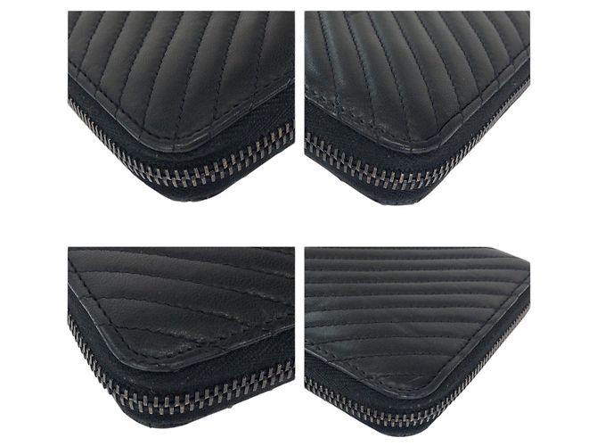 Portafoglio Chanel Chevron V-Stitch in agnello Nero - vista 4