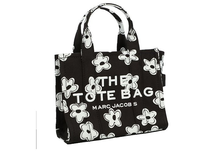 Borsa a mano Marc Jacobs nera "The Small Tote Bag" con stampa floreale all-over e logo ricamato in cotone da donna Nero - vista 2
