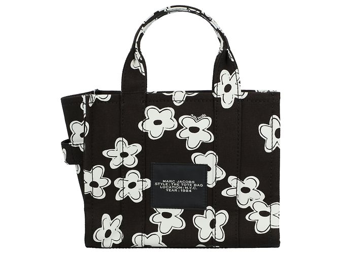 Borsa a mano Marc Jacobs nera "The Small Tote Bag" con stampa floreale all-over e logo ricamato in cotone da donna Nero - vista 4