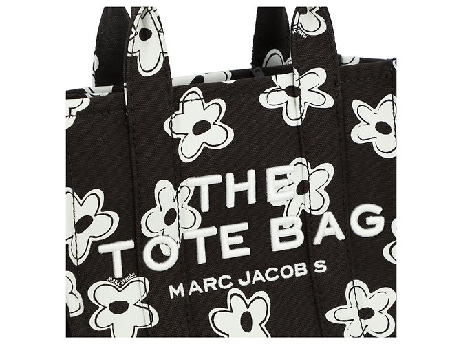 Borsa a mano Marc Jacobs nera "The Small Tote Bag" con stampa floreale all-over e logo ricamato in cotone da donna Nero - vista 5
