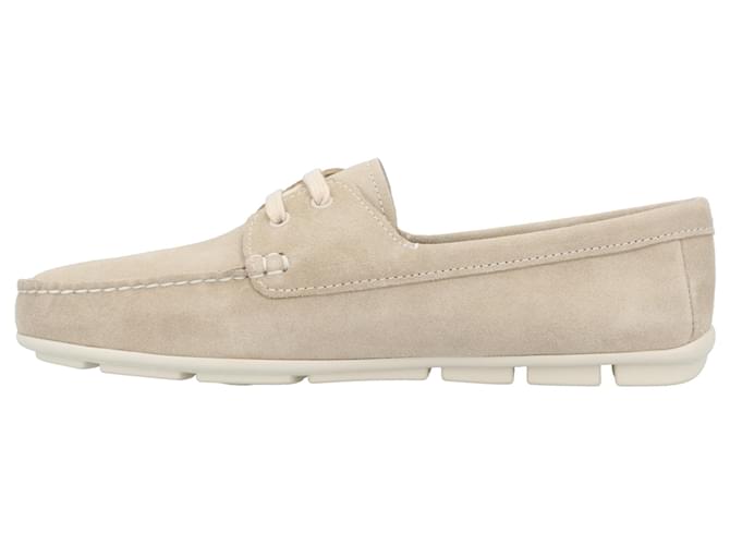 Mocassini in scamosciato Prada Scarpe da donna Marrone Beige - vista 3