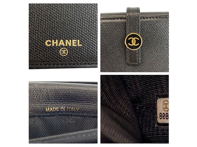 Chanel Leder Coco Button Long Wallet Schwarz - Ansicht 3