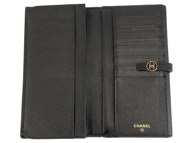 Chanel Leder Coco Button Long Wallet Schwarz - Ansicht 4
