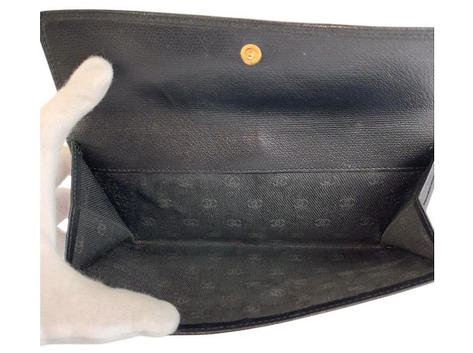 Chanel Leder Coco Button Long Wallet Schwarz - Ansicht 5