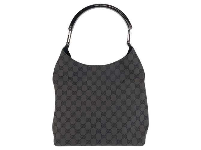 Borsa Hobo a Spalla Gucci GG Canvas Suede Nero - vista 2