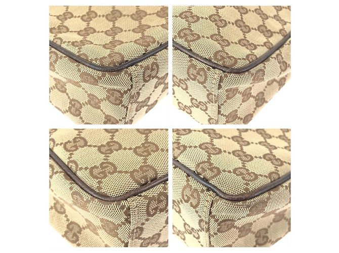 Borsa Messenger Gucci GG Canvas e Pelle Marrone - vista 3