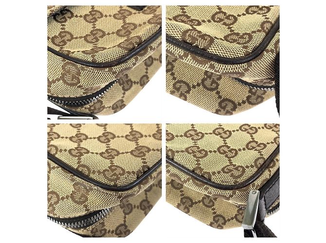 Borsa Messenger Gucci GG Canvas e Pelle Marrone - vista 4