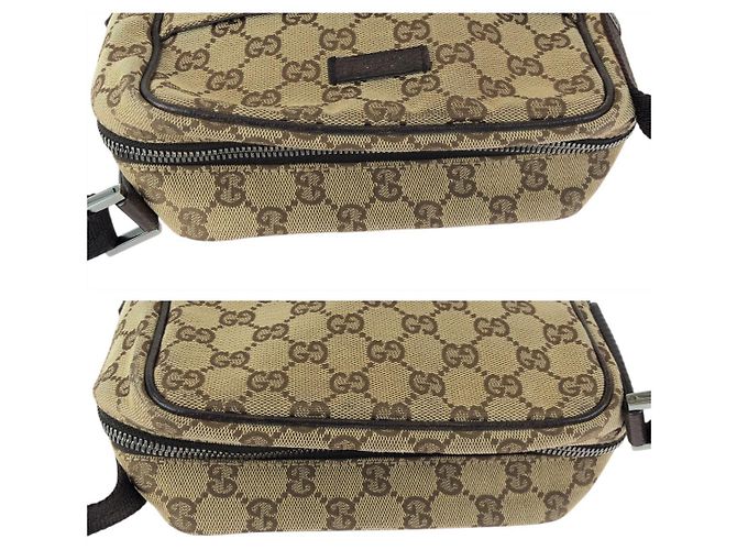 Borsa Messenger Gucci GG Canvas e Pelle Marrone - vista 6