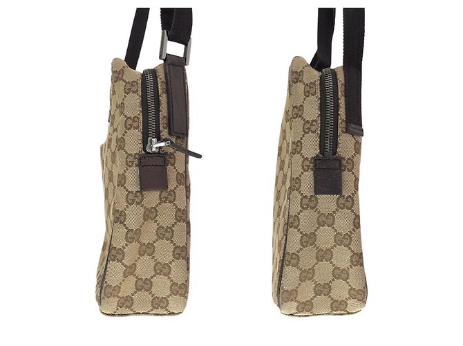 Borsa Messenger Gucci GG Canvas e Pelle Marrone - vista 8