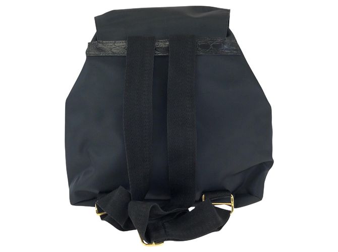 Versace Nylon Leder Rucksack Vintage Schwarz - Ansicht 2
