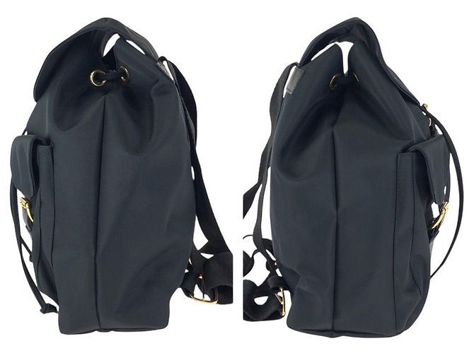 Versace Nylon Leder Rucksack Vintage Schwarz - Ansicht 7