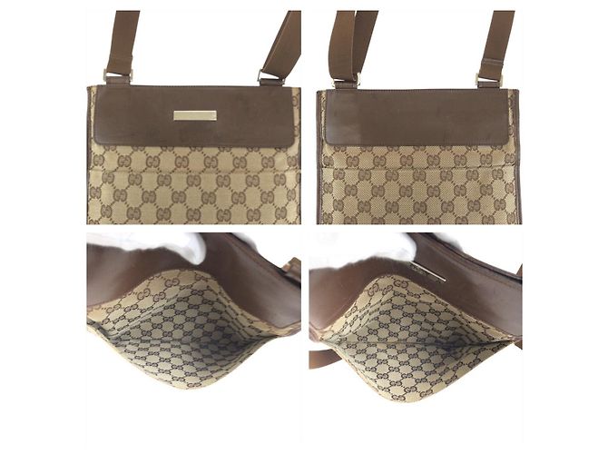 Borsa a Spalla Pochette in Tela GG e Pelle Gucci Marrone - vista 5