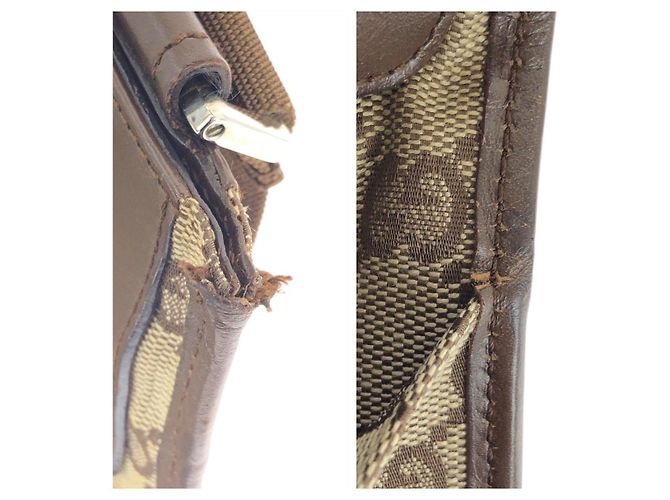 Borsa a Spalla Pochette in Tela GG e Pelle Gucci Marrone - vista 6