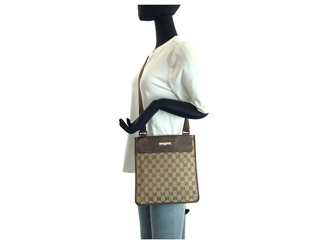 Borsa a Spalla Pochette in Tela GG e Pelle Gucci Marrone - vista 7