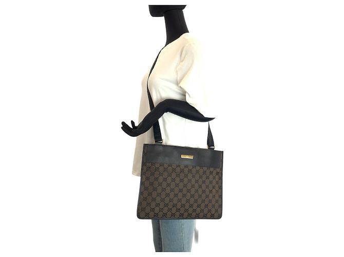 Borsa a tracolla Gucci GG Canvas e pelle Marrone - vista 6