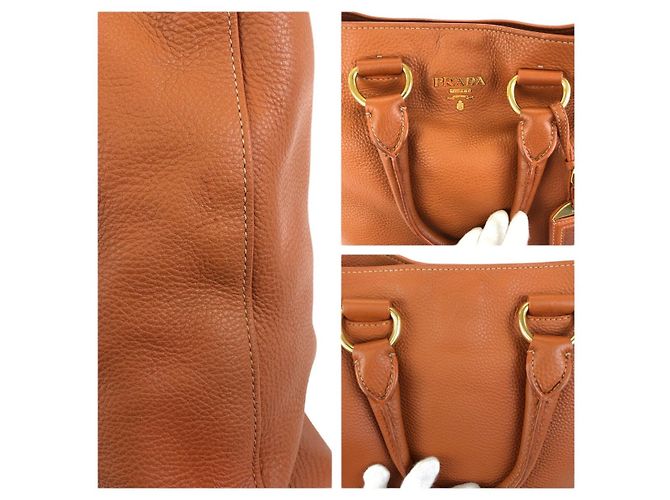 Prada Vitello Daino Leder 2way Tote Bag Braun - Ansicht 6