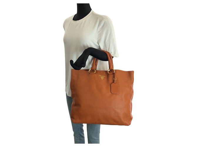 Prada Vitello Daino Leder 2way Tote Bag Braun - Ansicht 7