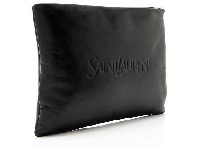 Saint Laurent Puffy Pouch in agnello Nero - vista 2
