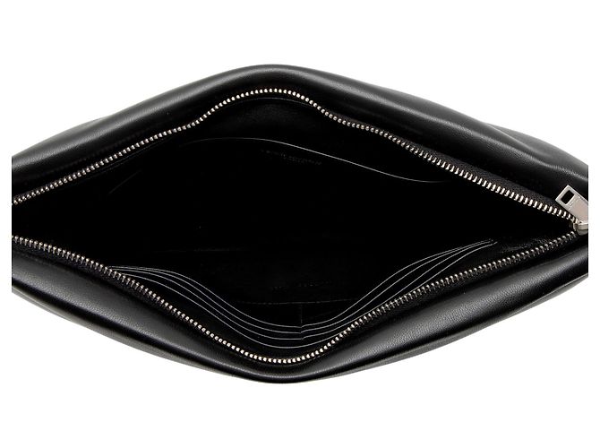 Saint Laurent Puffy Pouch in agnello Nero - vista 6