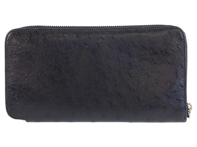 Portafoglio lungo in seta e struzzo Azap di Hermès Blu - vista 2