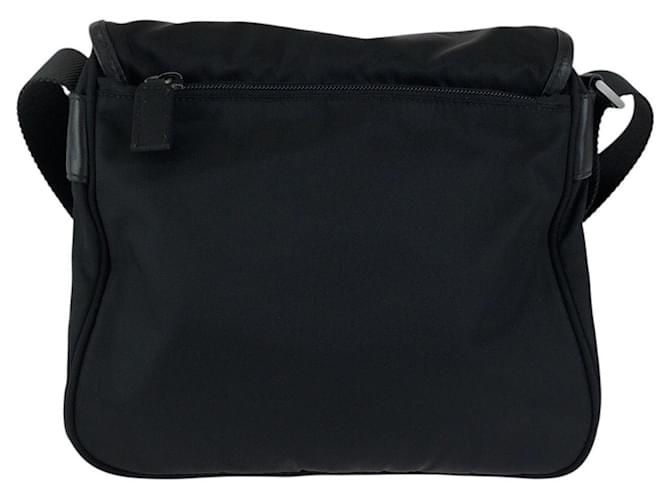 Borsa a tracolla Prada Nylon Leather Tessuto Triangle Logo Nero - vista 2