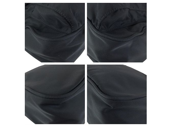 Borsa a tracolla Prada Nylon Leather Tessuto Triangle Logo Nero - vista 3