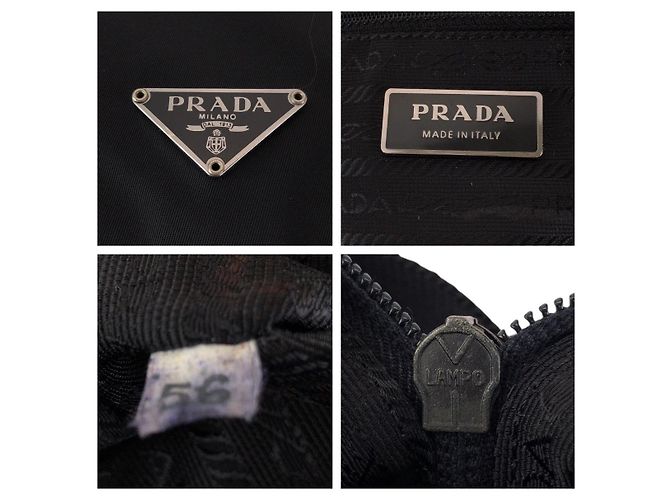 Borsa a tracolla Prada Nylon Leather Tessuto Triangle Logo Nero - vista 4