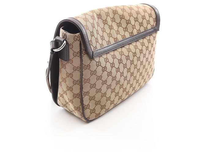 Borsa a Spalla Gucci GG Canvas Marrone Beige - vista 2