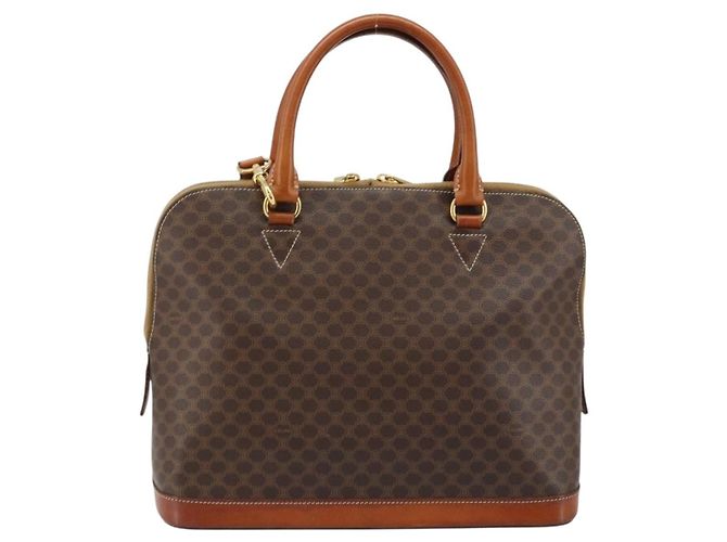 Céline Celine Vintage Macadam Canvas and Leather Marrone - vista 2
