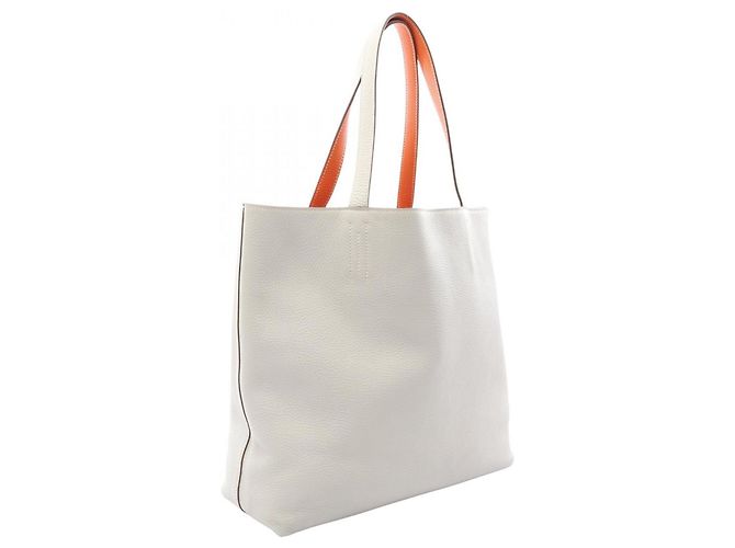 Hermès Borsa Tote Hermes Double Sens 45 Marrone Arancione Grigio - vista 2