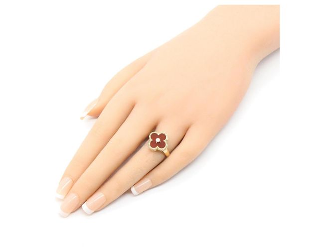 Van Cleef & Arpels Vintage Alhambra Karneol Ring Rot Golden - Ansicht 8