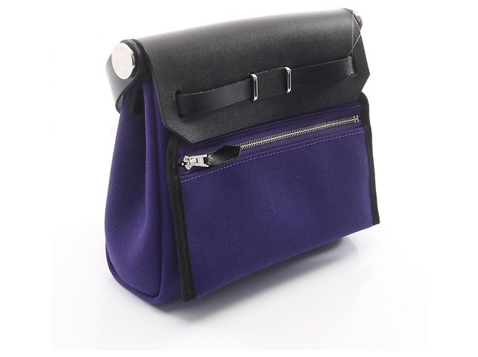 Borsa a tracolla Hermès Herbag Zip Mini Nero Porpora - vista 2