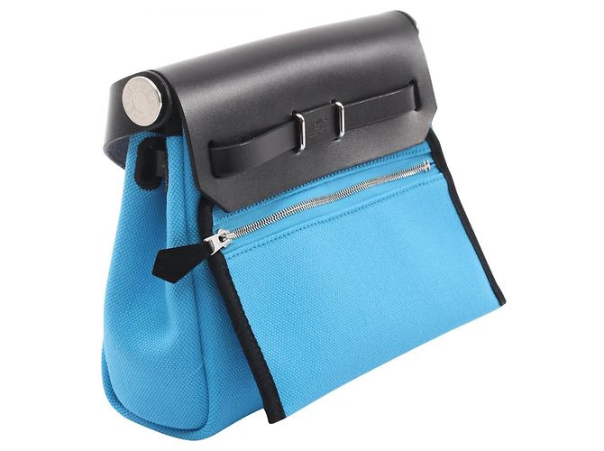 Borsa a tracolla Hermès Herbag Zip Mini Nero Blu - vista 2