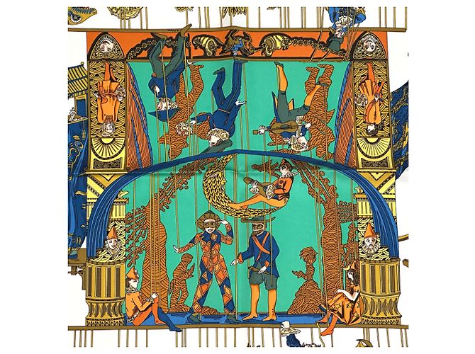 Sciarpa in seta Hermès - LE TEMPS des MARIONNETTES Multicolore Verde - vista 2