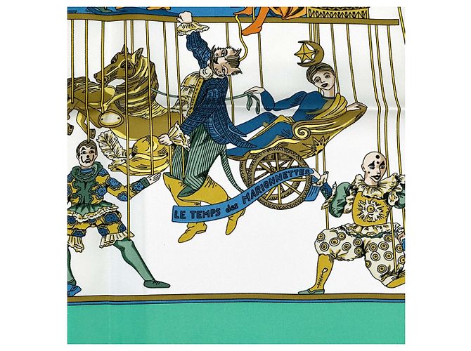 Sciarpa in seta Hermès - LE TEMPS des MARIONNETTES Multicolore Verde - vista 3