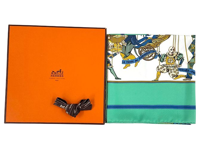 Sciarpa in seta Hermès - LE TEMPS des MARIONNETTES Multicolore Verde - vista 7