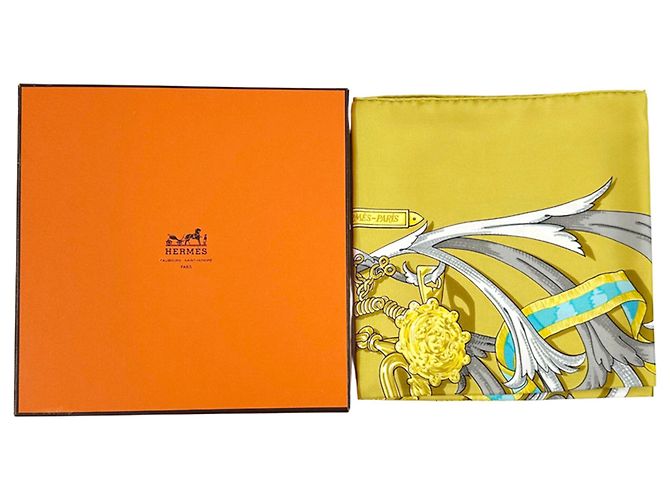 Hermès Carré 90 Seidentuch Mehrfarben Gelb - Ansicht 6