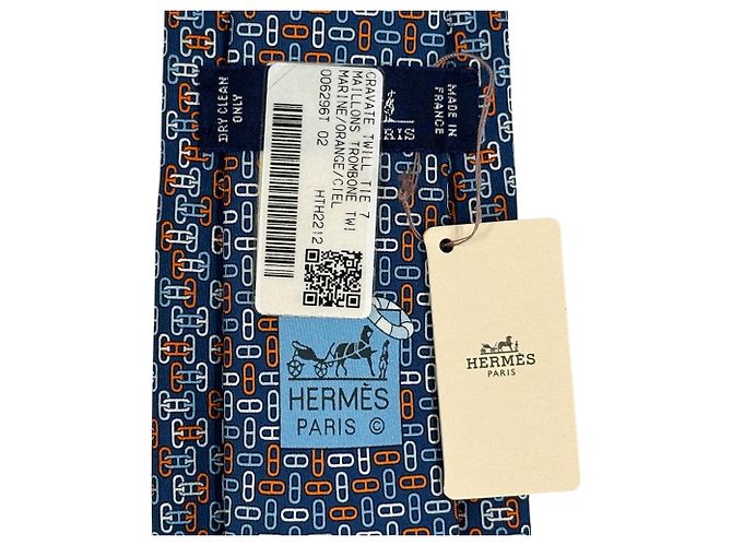 Hermès Hermes Chaine d'Ancre Cravatta in Seta Blu Multicolore - vista 4