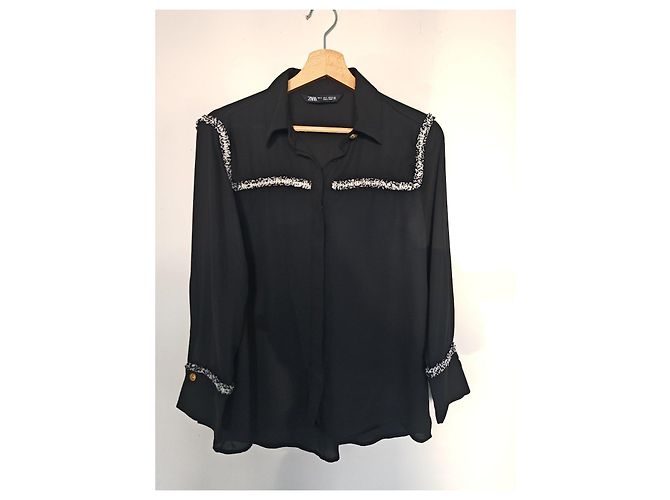Blusa Zara Nera con Dettagli Testurizzati Nero - vista 2