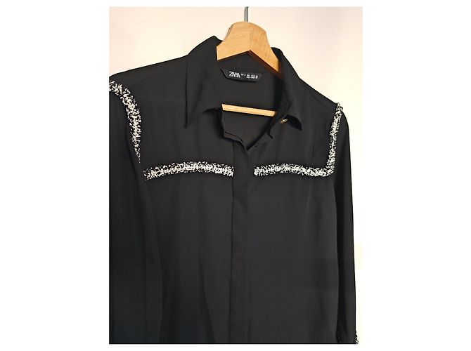 Blusa Zara Nera con Dettagli Testurizzati Nero - vista 3