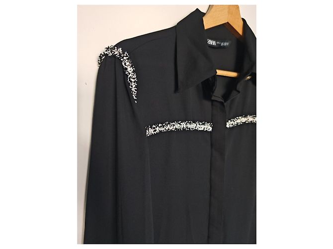 Blusa Zara Nera con Dettagli Testurizzati Nero - vista 6