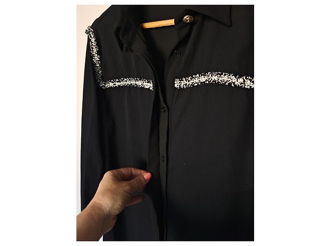 Blusa Zara Nera con Dettagli Testurizzati Nero - vista 7