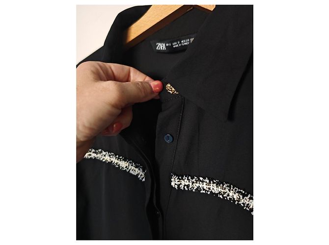 Blusa Zara Nera con Dettagli Testurizzati Nero - vista 8