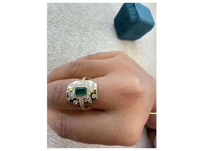 Autre Marque Anello Kimai in oro giallo 18k smeraldo e diamante D'oro Verde - vista 8