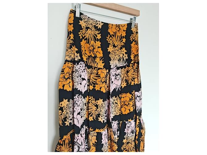Falda Sandro con estampado floral Negro Rosa Naranja - vista 2