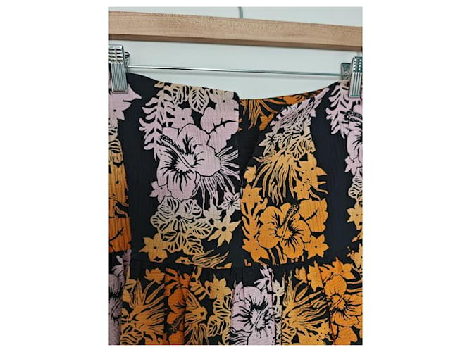 Falda Sandro con estampado floral Negro Rosa Naranja - vista 3