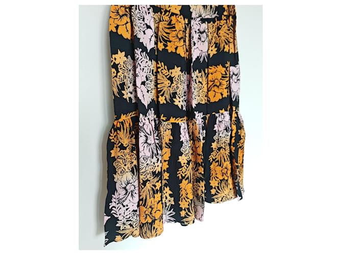 Falda Sandro con estampado floral Negro Rosa Naranja - vista 4